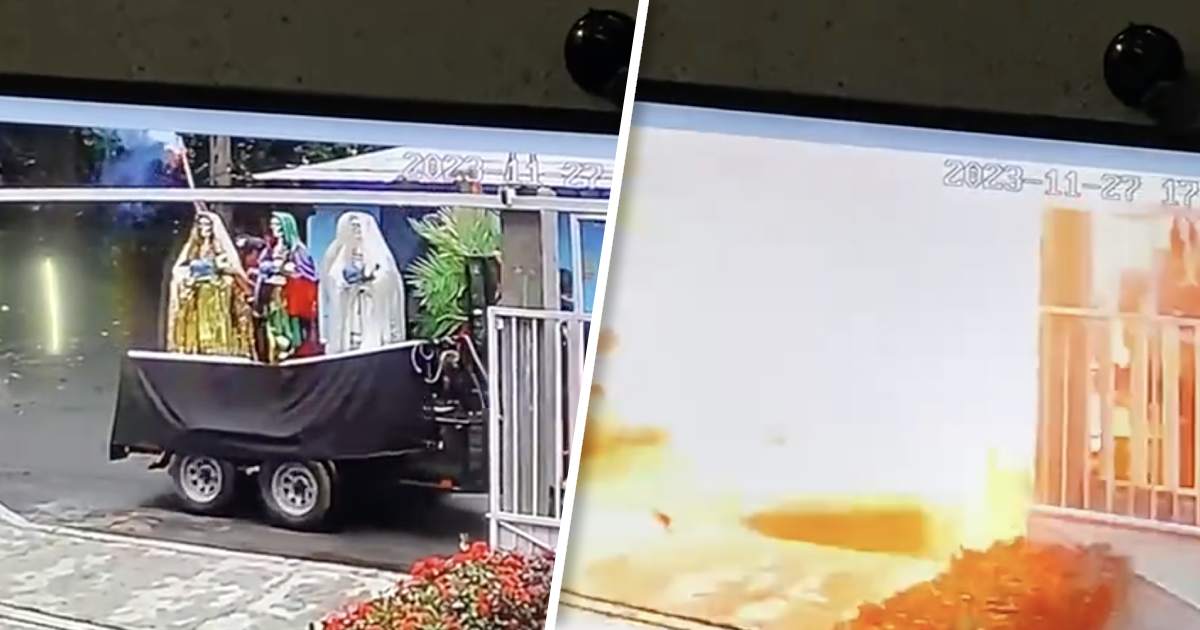 Explota pirotecnia en Catemaco durante procesión a la Santa Muerte