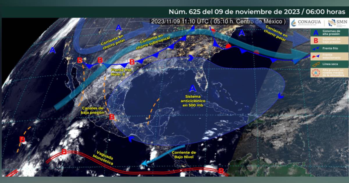 Frente frío número 9 provocará lluvias y temperaturas de hasta -5 grados