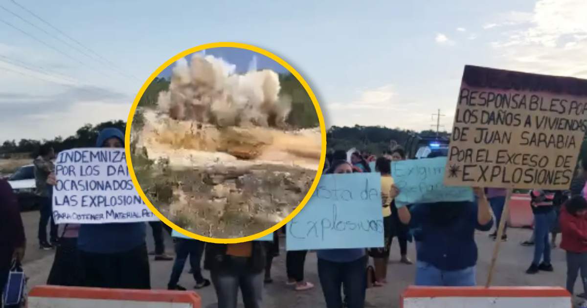 Habitantes de poblado Juan Sarabia bloquean carretera por afectaciones del Tren Maya