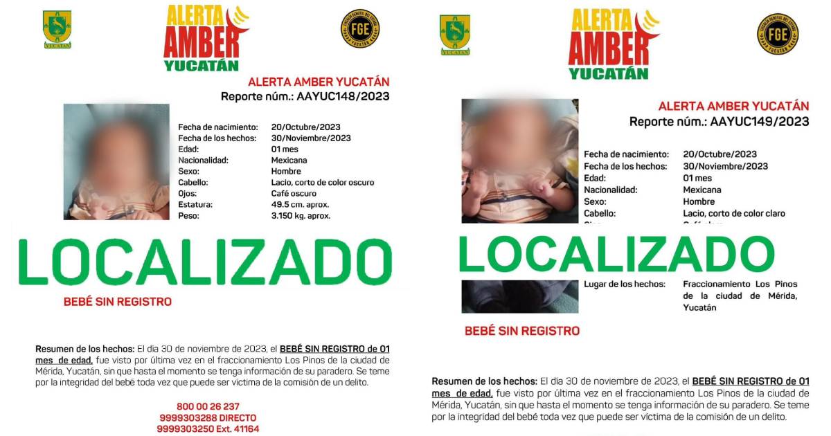 Recuperan a dos bebés de 1 mes de edad desaparecidos en Mérida