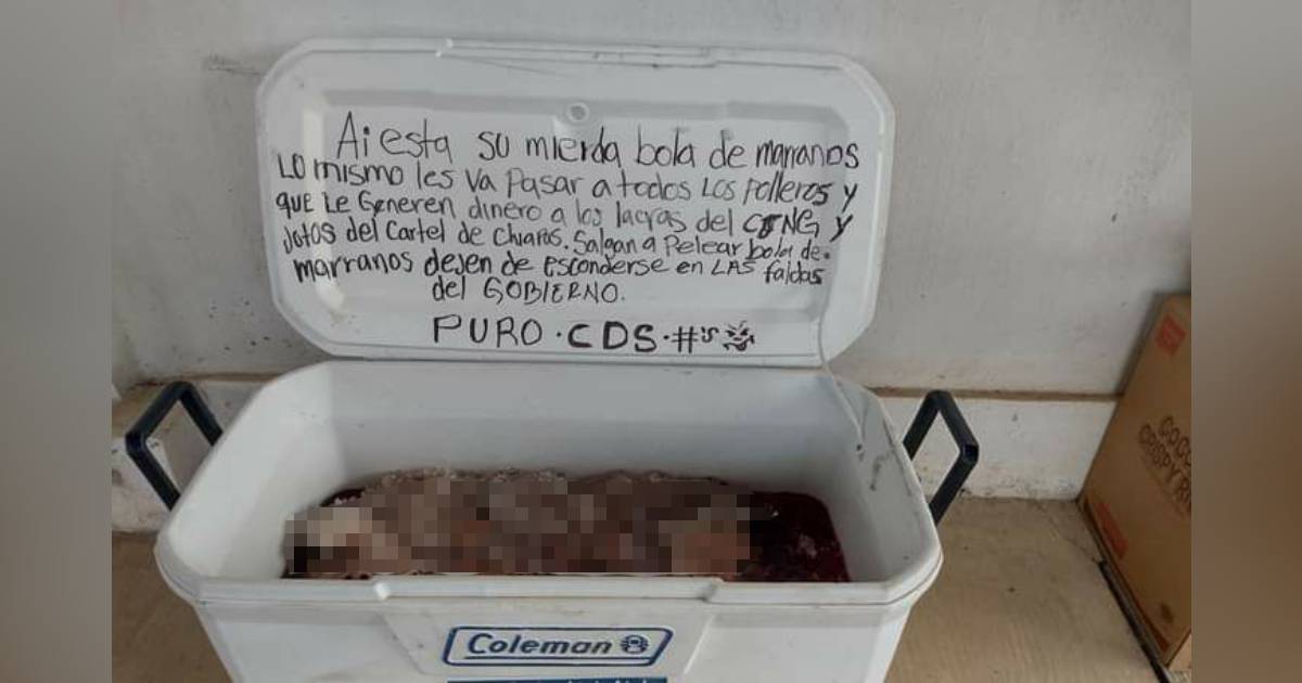 Dejan hielera con restos de cuatro personas en Chiapas