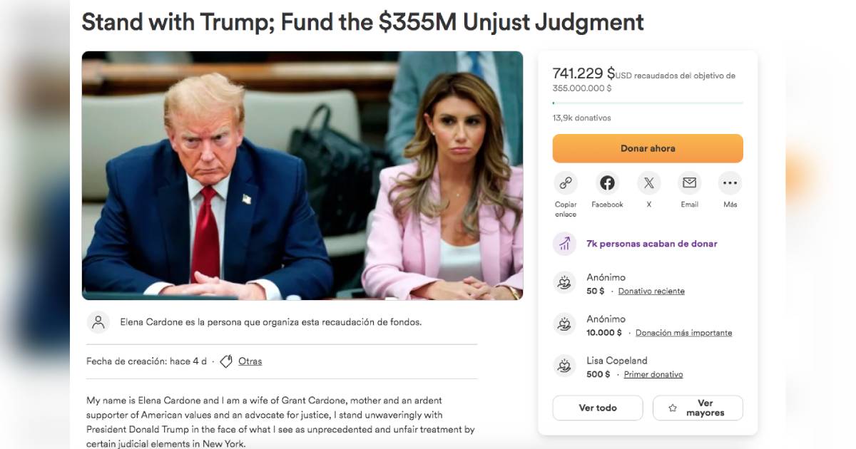 Abren campaña en GoFundMe para pagar multa por fraude de Trump