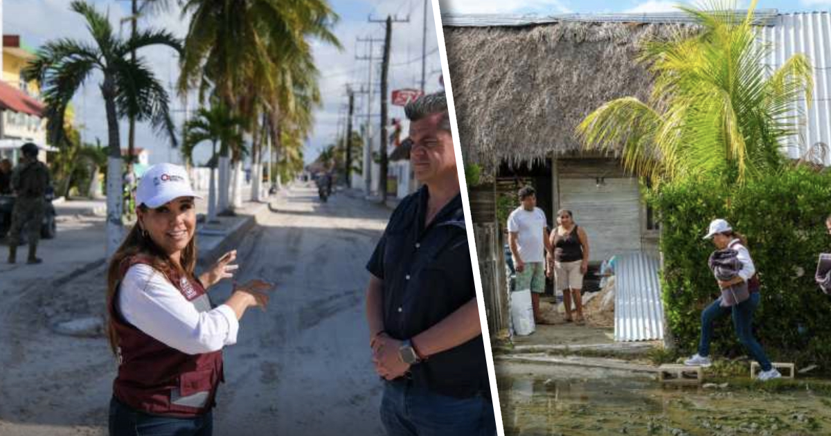 Supervisa Mara Lezama trabajos en Holbox tras frente frío; luz y agua restablecidos en su totalidad