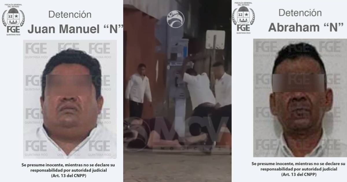 Captura FGE Q.Roo a dos taxistas de Playa del Carmen que agredieron a una pareja de turistas