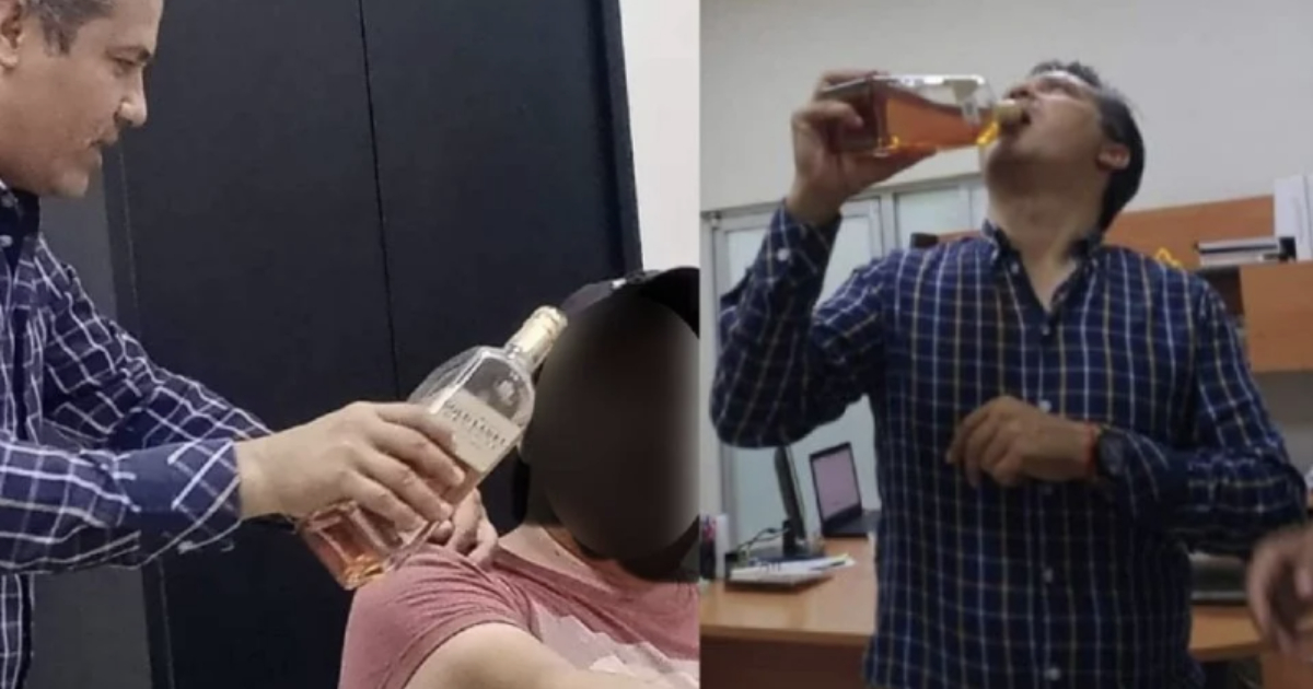 Despiden a subdirector municipal tras ser exhibido tomando whisky en sus oficinas