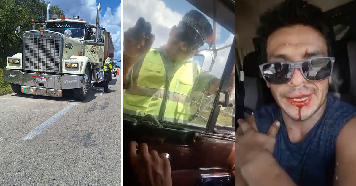 Elemento de la Guardia Nacional agrede a conductor de transporte de carga en carretera de Quintana Roo
