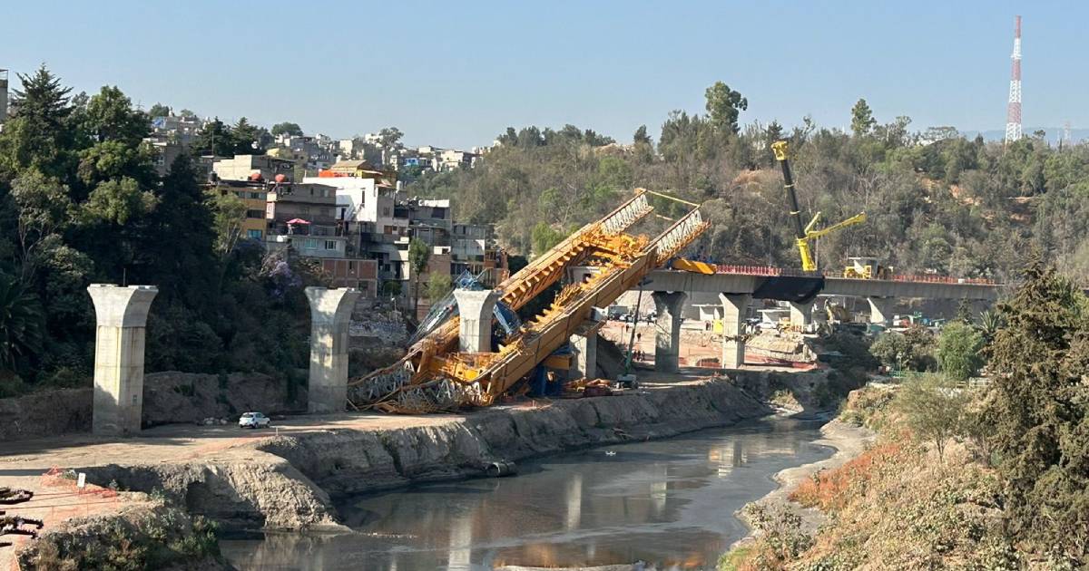 Descartan daños tras derrumbe de estructura en obras del Tren Interurbano