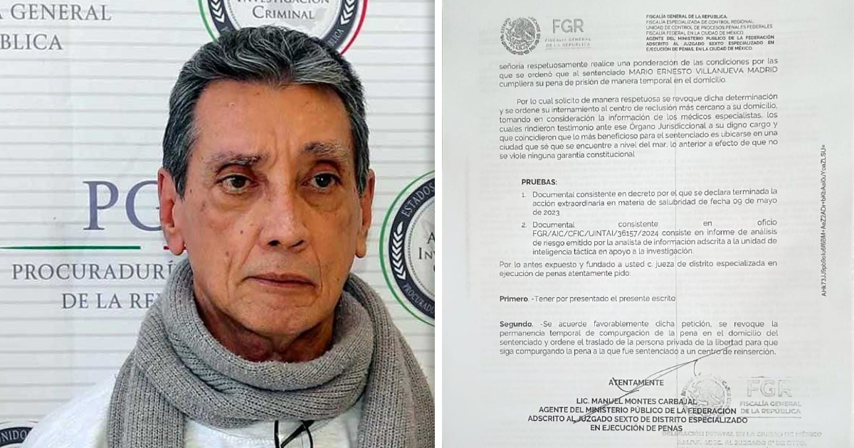 Solicita FGR que Mario Villanueva Madrid vuelva a la prisión